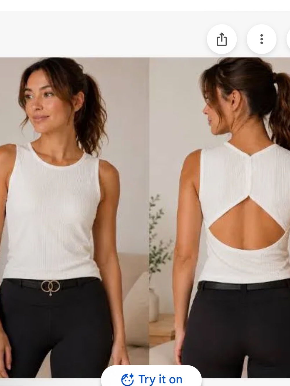 wild fable White Ribbed Open-Back Tank Top